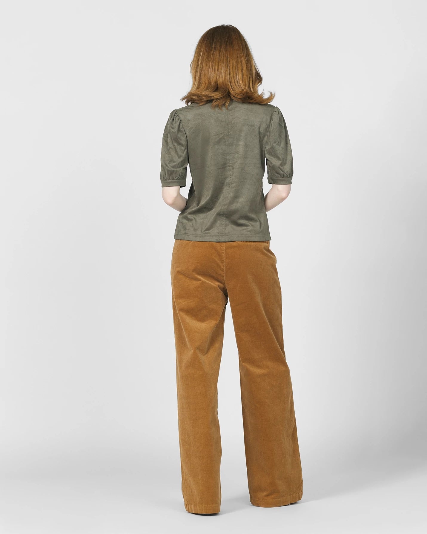 Slate Green $|& Another Love Kalia Puff Sleeve Top - Hanger Side