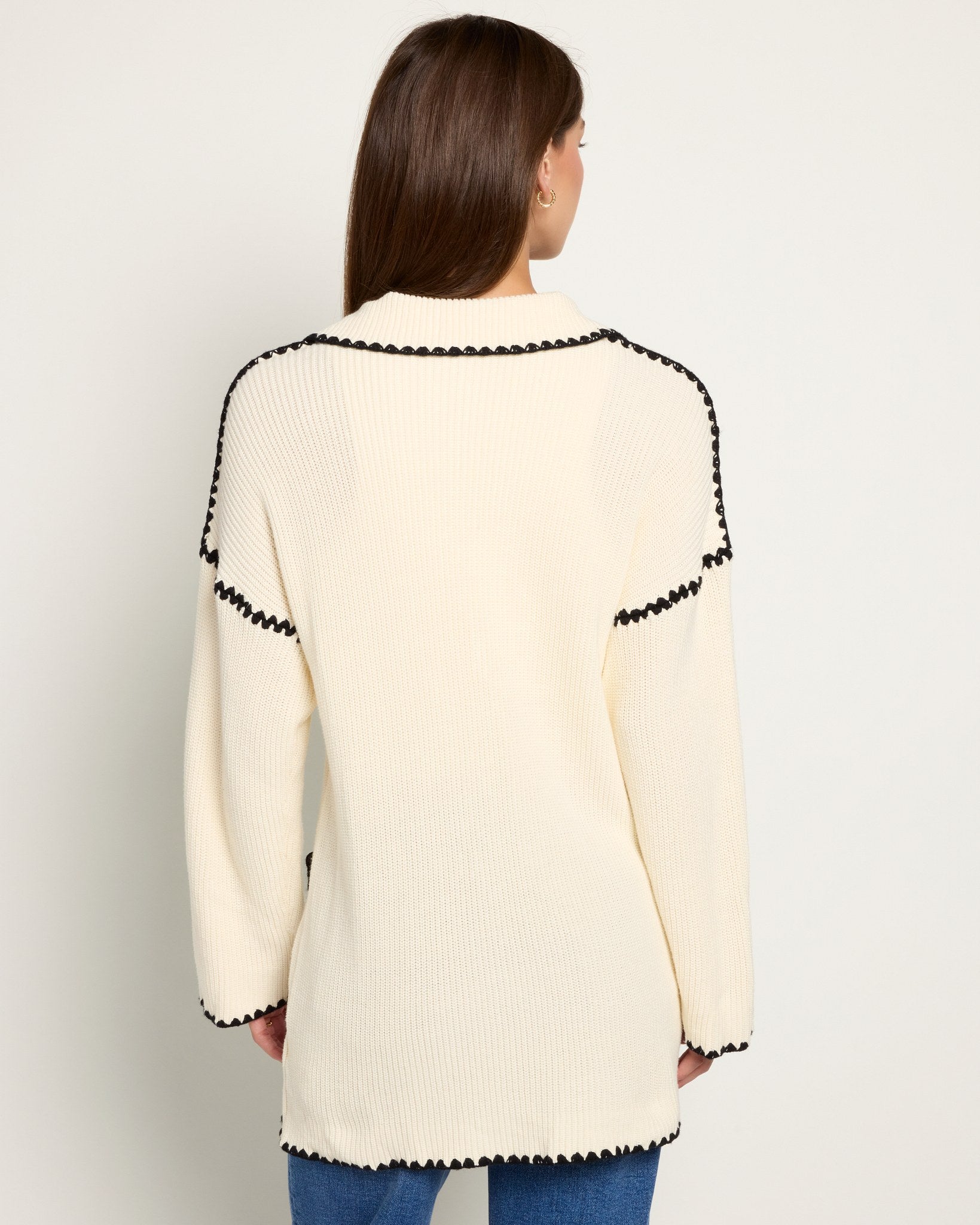 Cream/Black $|& Another Love Tarla Patch Pocket Cardigan - SOF Back