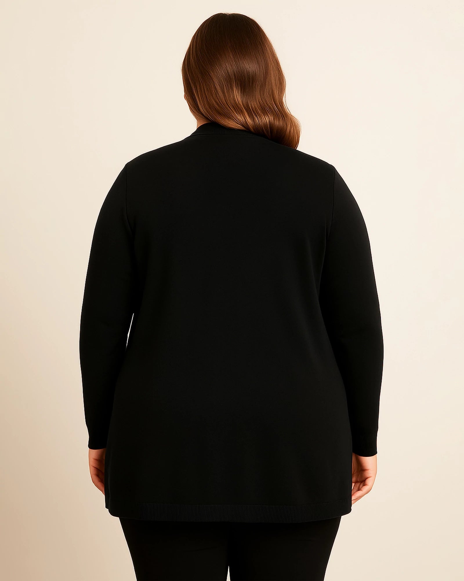 Black $|& Dreamers Open Long Line Cardigan withPockets - Hanger Side