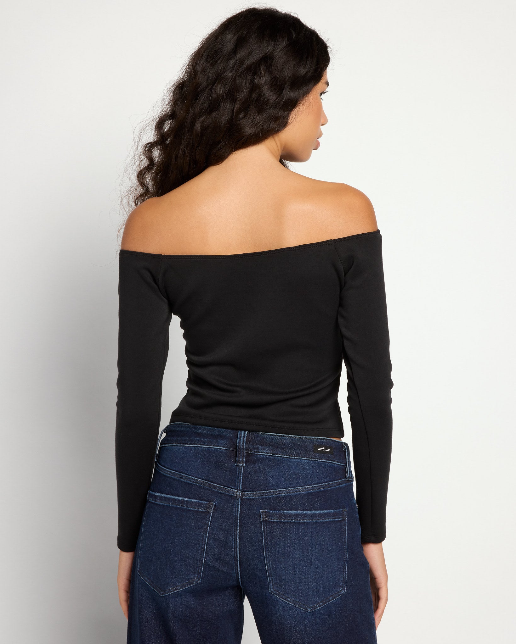 Black $|& Sadie & Sage Hustle Off Shoulder Knit Top - SOF Back