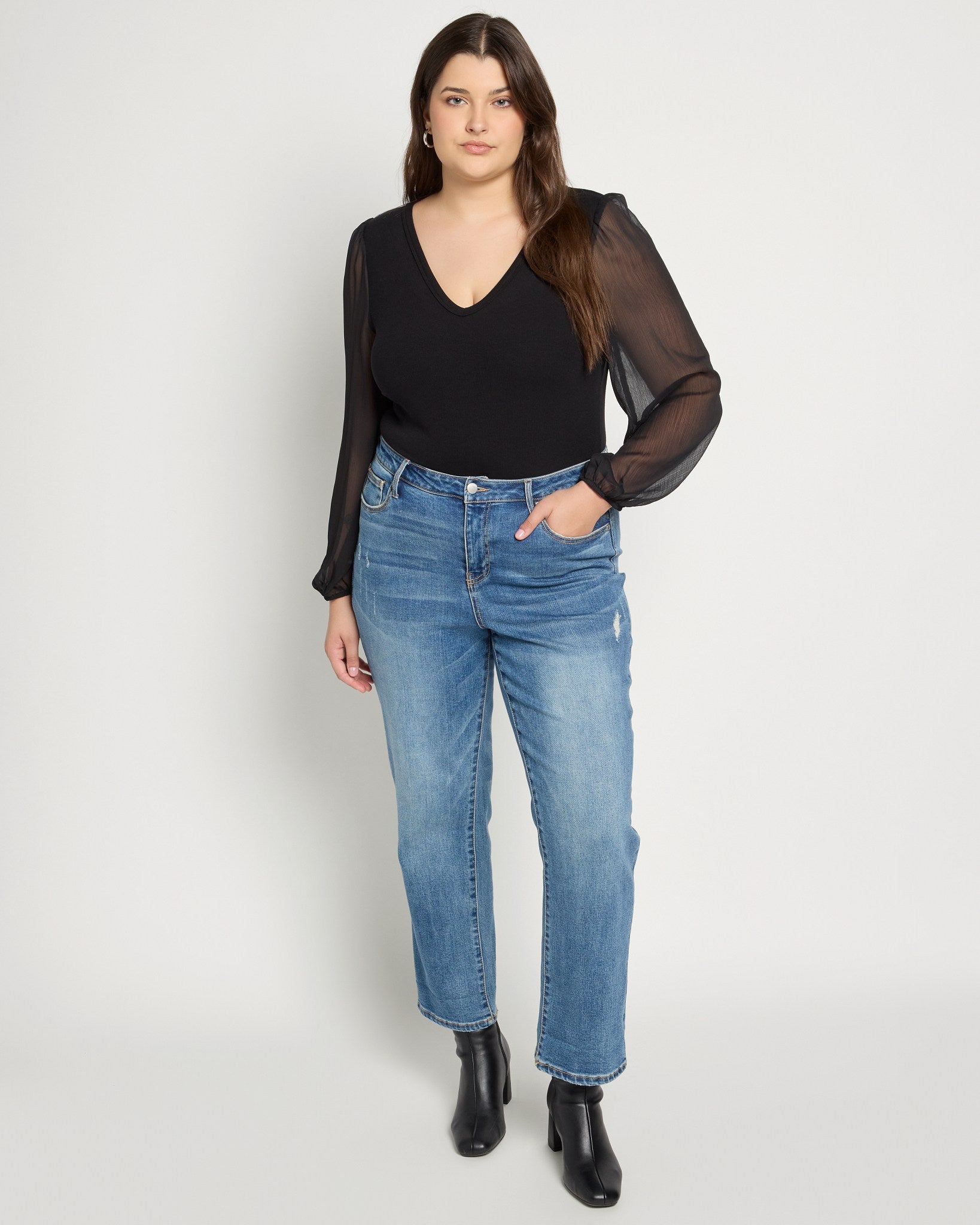 Black $|& Sadie & Sage Debbie Mixed Media Bodysuit - UGC On Fig