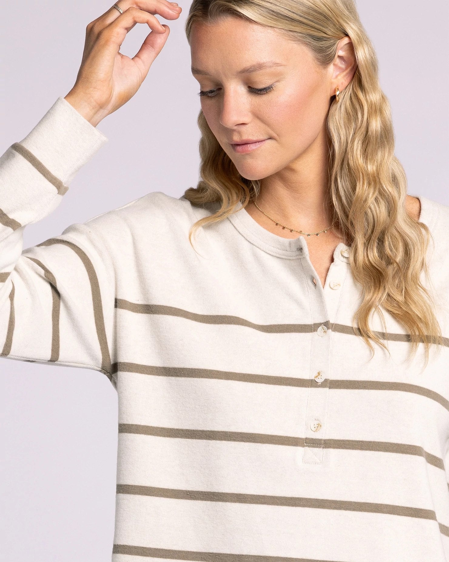 Ivory Tan $|& Thread & Supply Byron Stripe Top - Hanger Back
