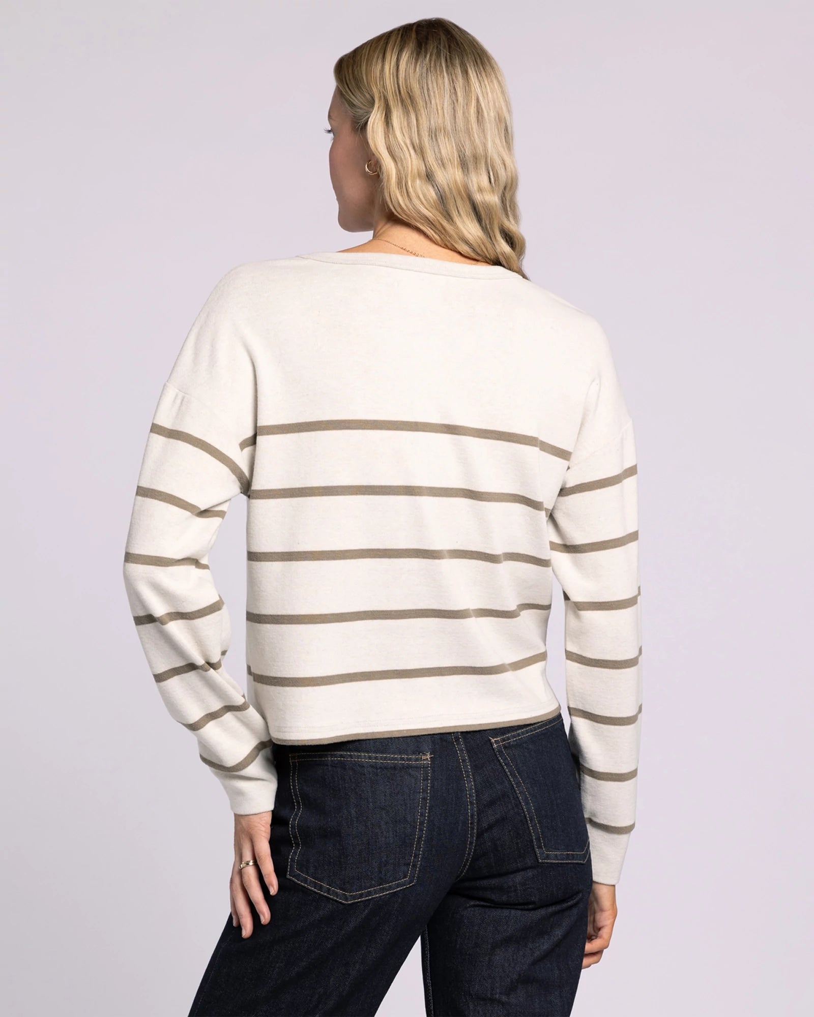 Ivory Tan $|& Thread & Supply Byron Stripe Top - Hanger Side