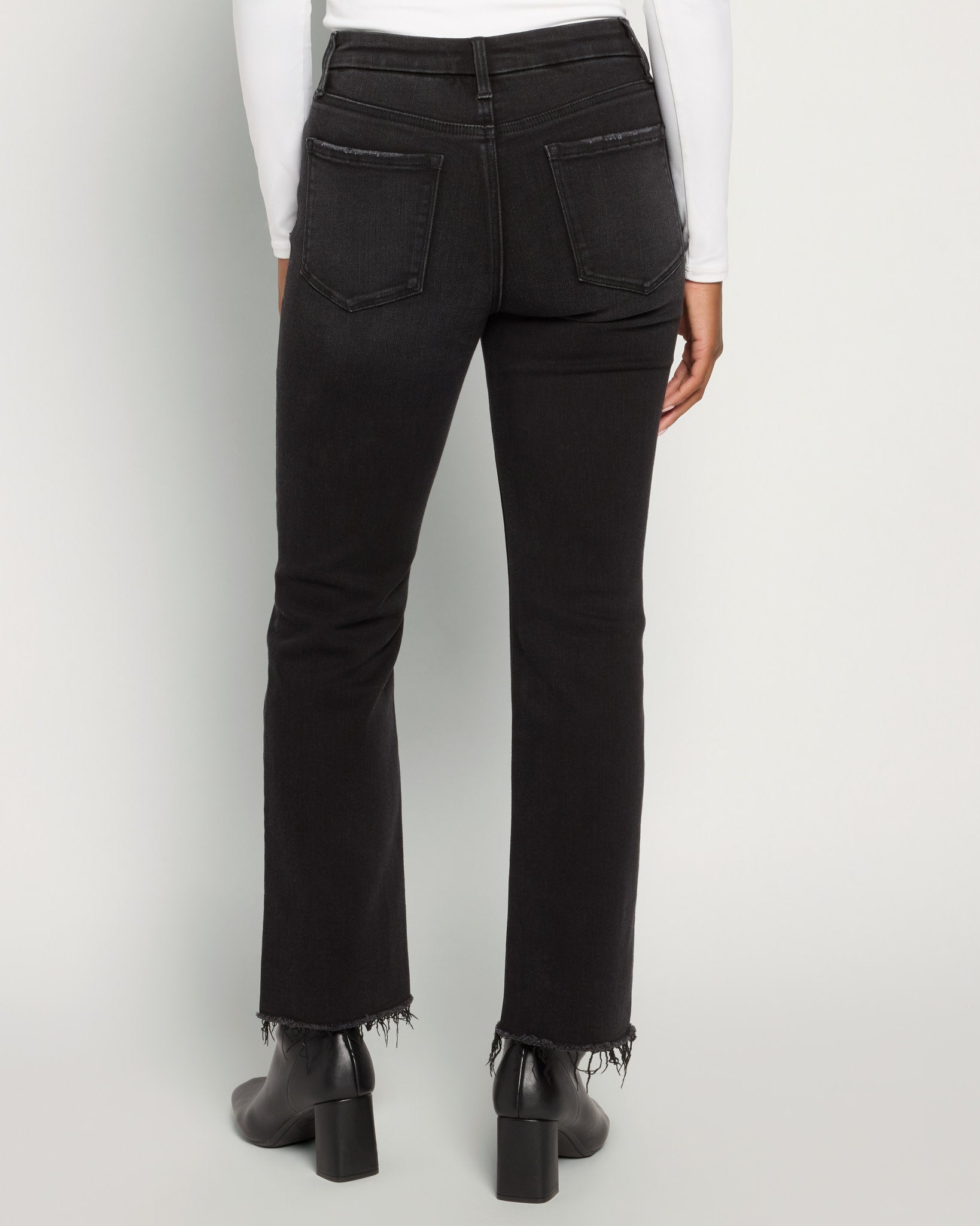 Black $|& Vervet Mid Rise Mini Ankle Flare Jeans - SOF Back