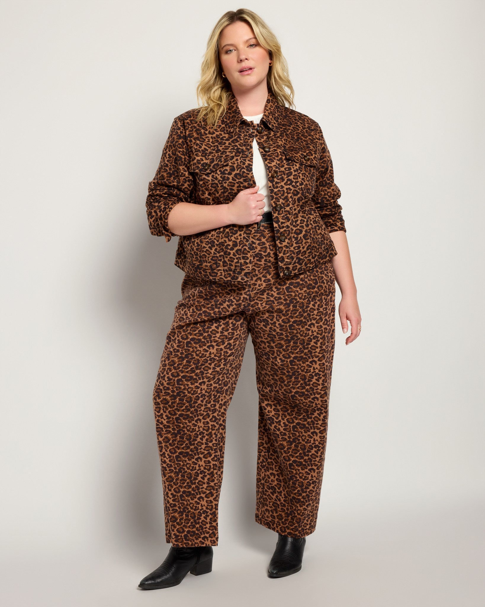Leopard Print $|& Skies Are Blue Button Front Twill Jacket - UGC On Fig