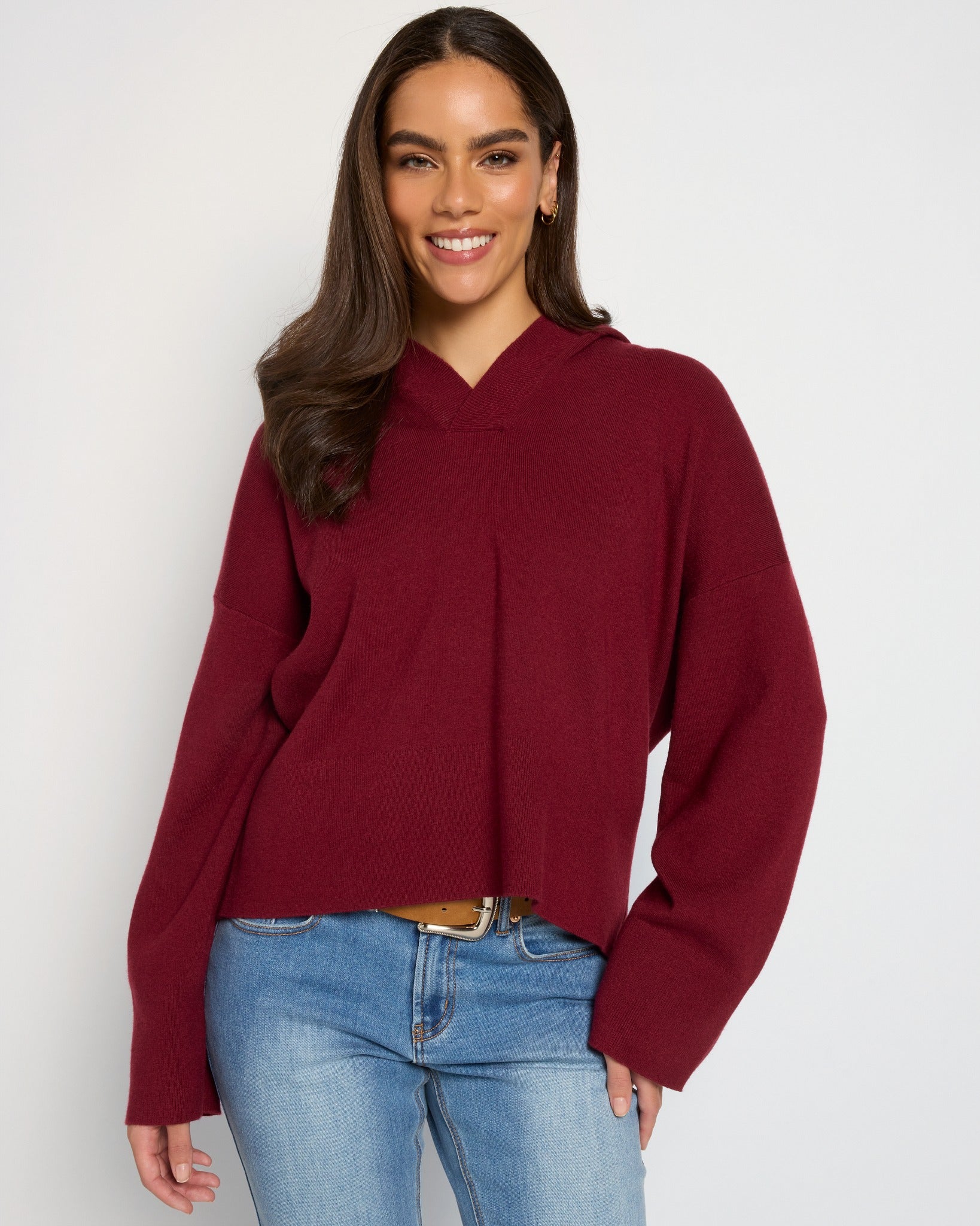 Black Cherry $|& SEAS Grace Hooded Sweater - SOF Front