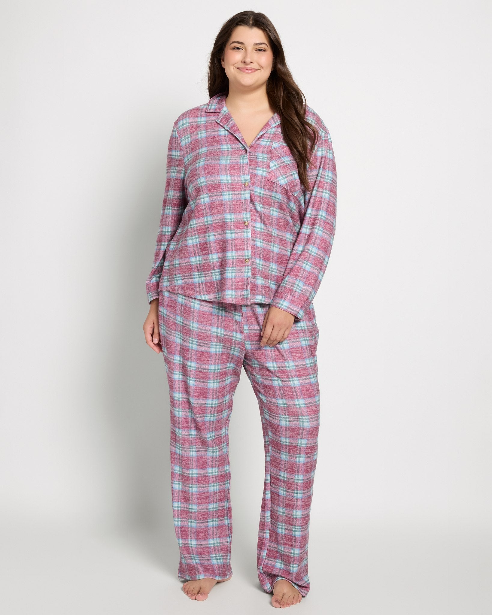 Fireside Tartan Cherry Plaid $|& SEAS Cat Nap Pajama Shirt - UGC On Fig