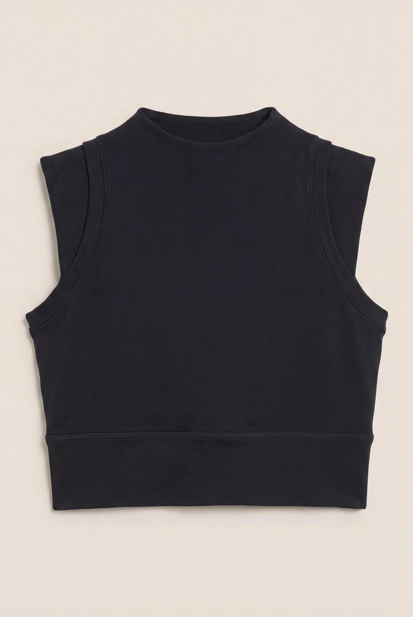 Black $|& Interval CloudLight Vibe Long Crop Tank - Hanger Detail