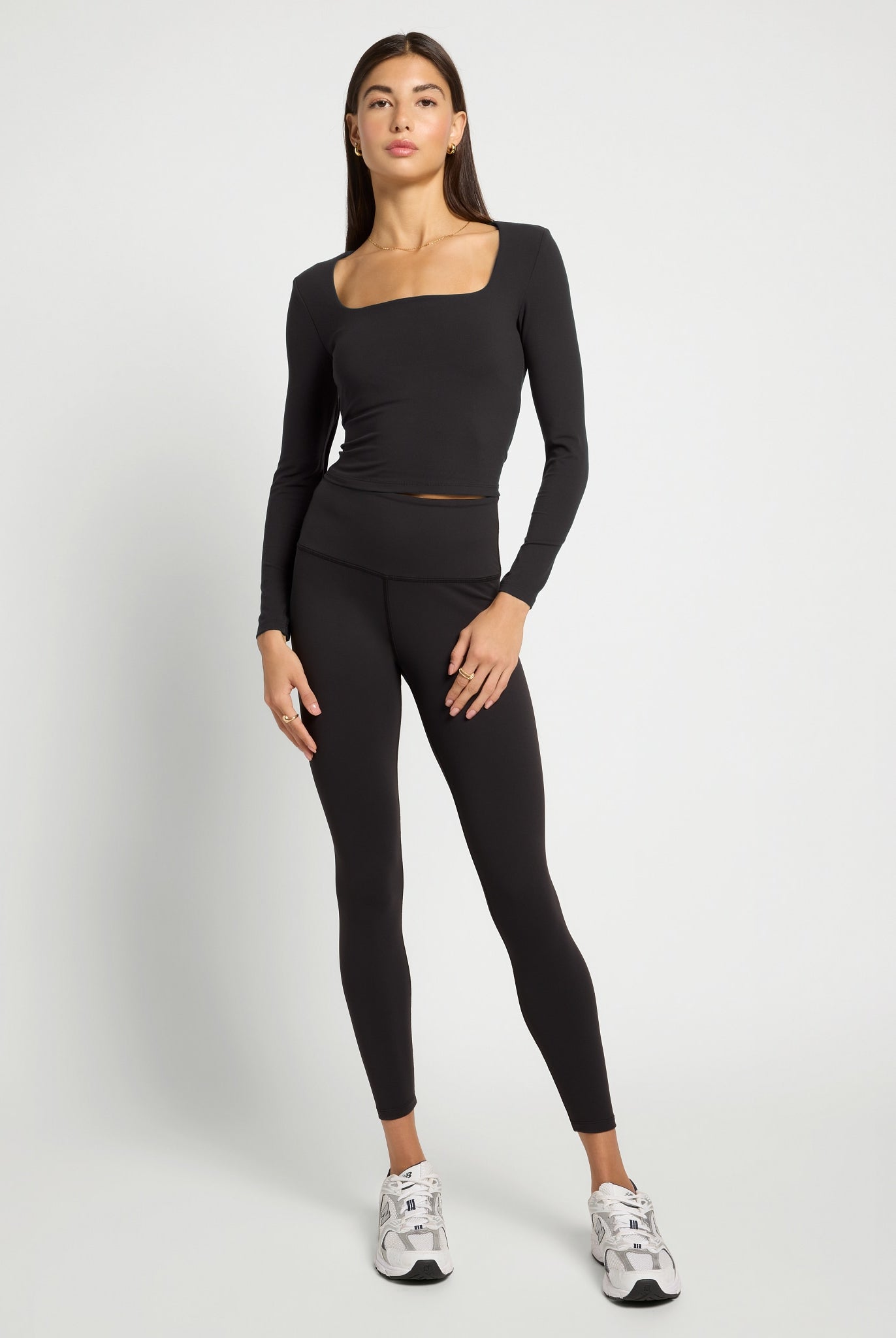 Black $|& Interval CloudLight Tempo Long Crop Top - UGC On Fig
