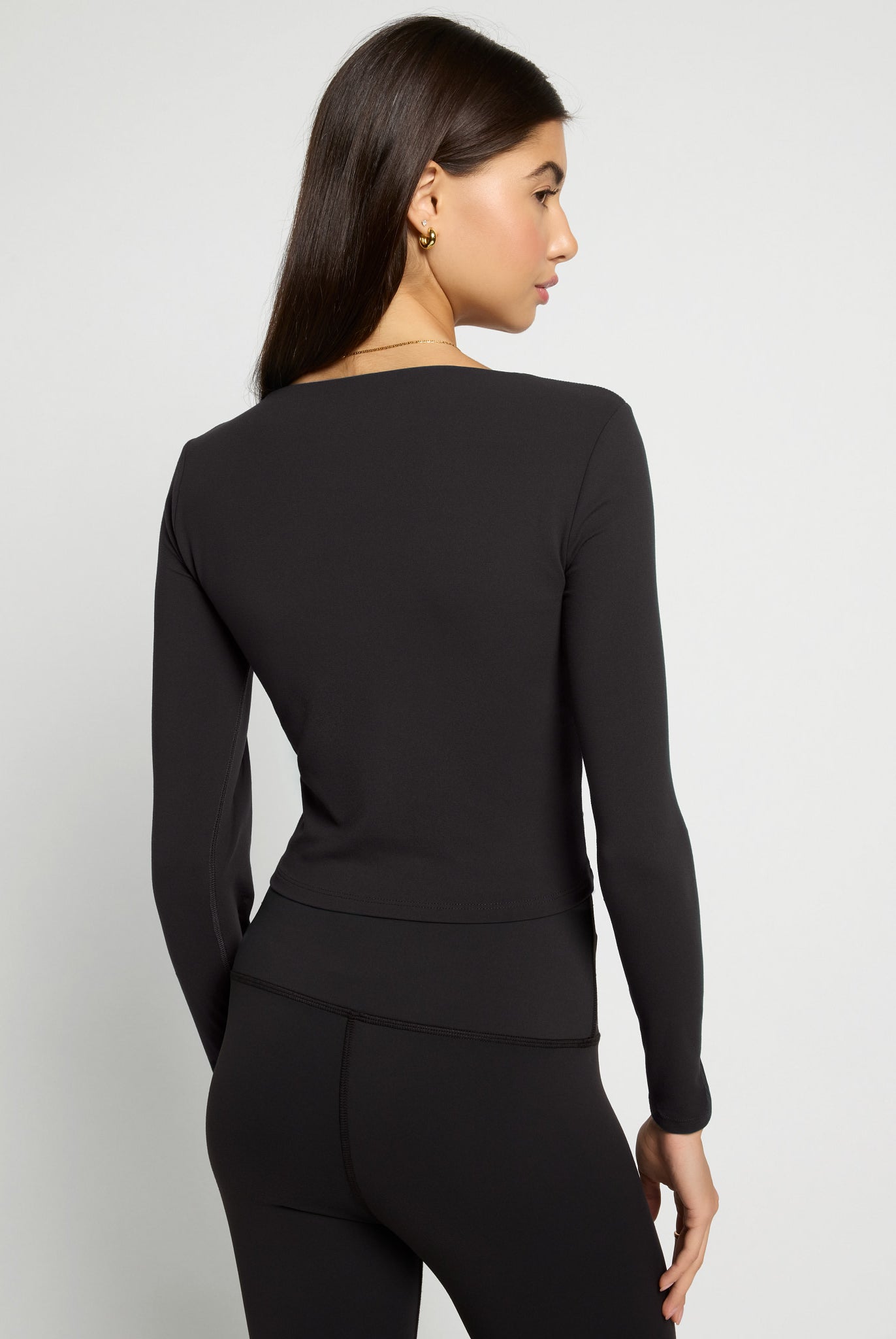 Black $|& Interval CloudLight Tempo Long Crop Top - SOF Back