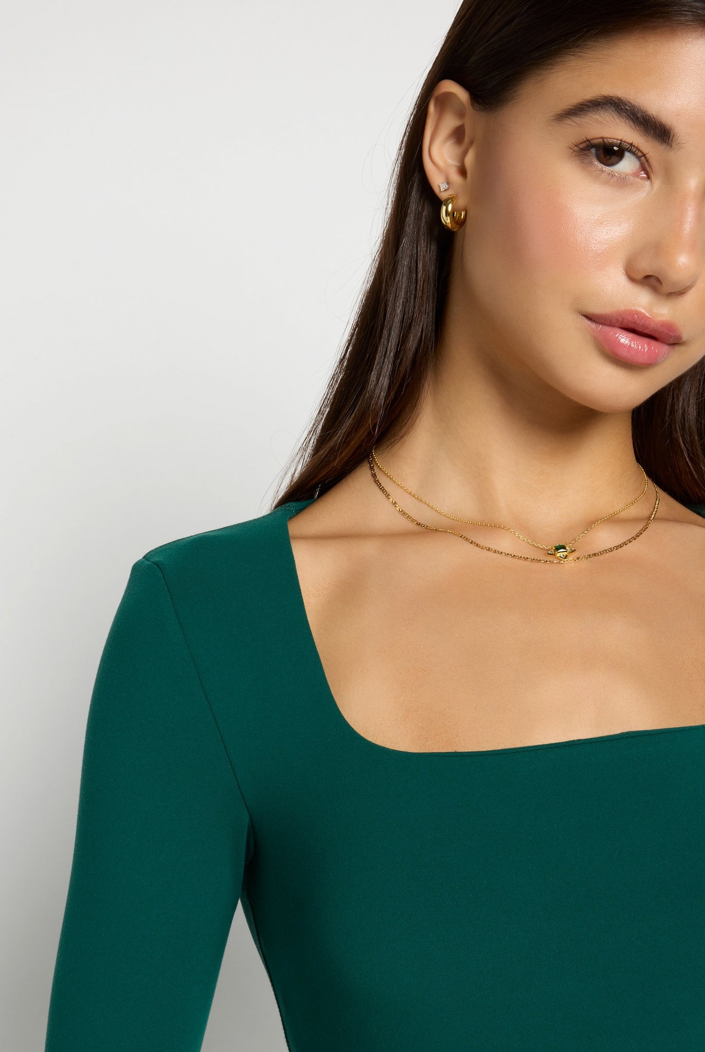 Forest Green $|& Interval CloudLight Tempo Long Crop Top - SOF Full Front