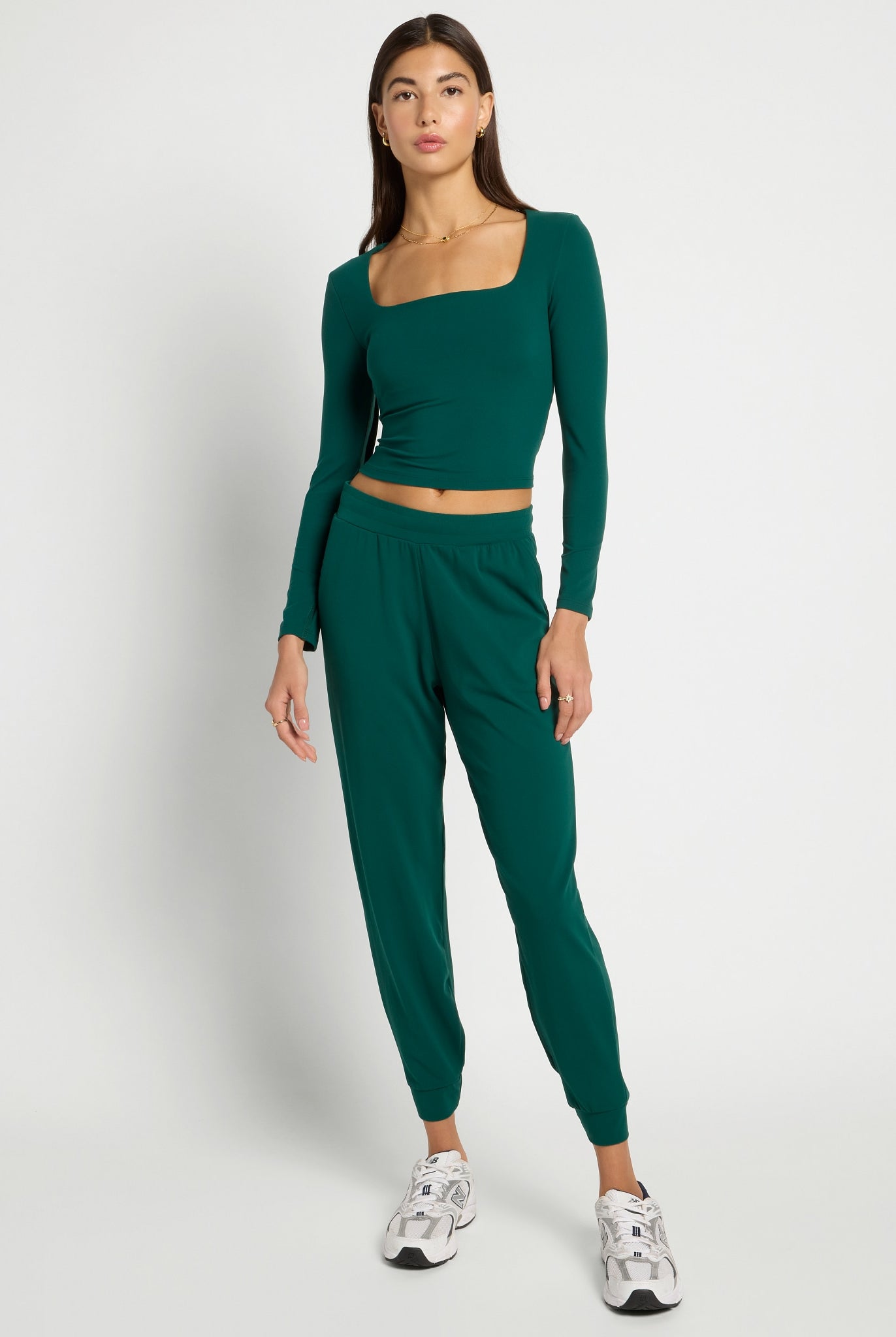 Forest Green $|& Interval CloudLight Tempo Long Crop Top - UGC On Fig