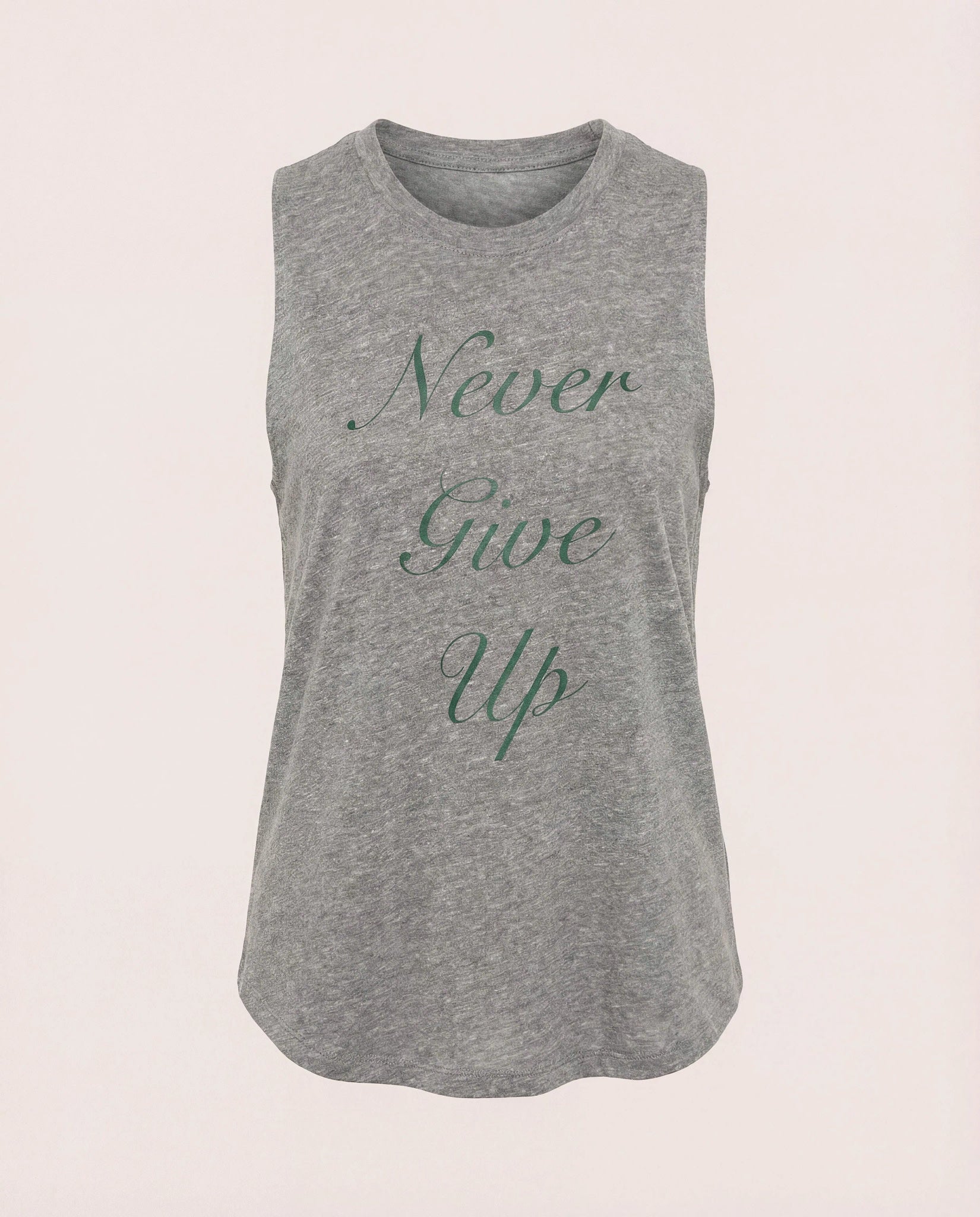 Heather Grey $|& Interval Grace Muscle Tank Never Give Up - Hanger Detail