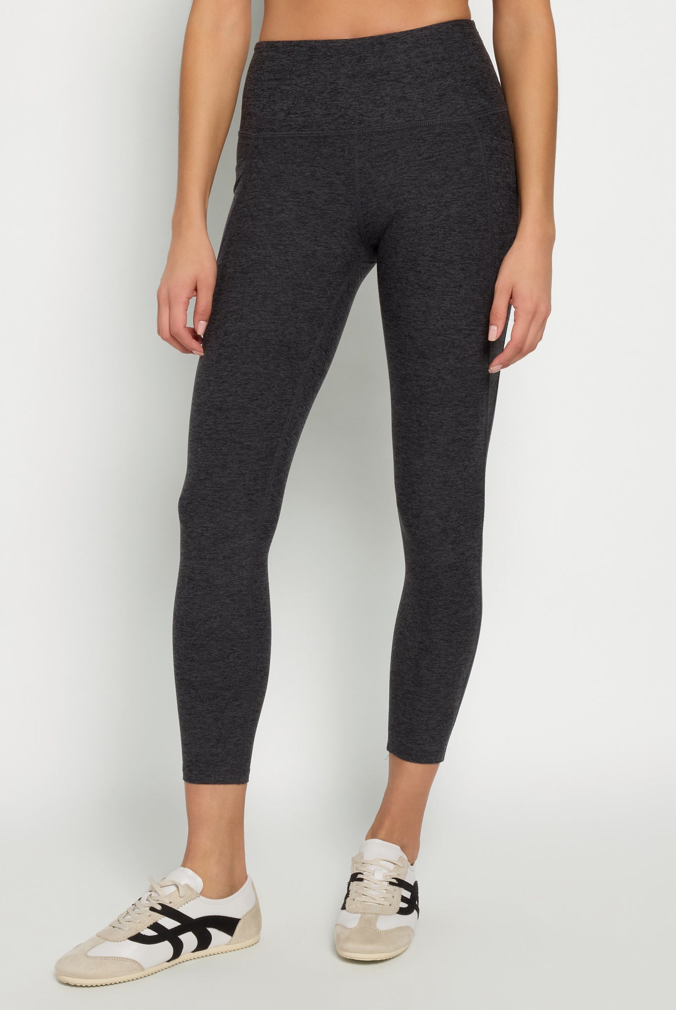 Heather Charcoal $|& Interval FlowHeather Sculpt Pocket Legging - SOF Front
