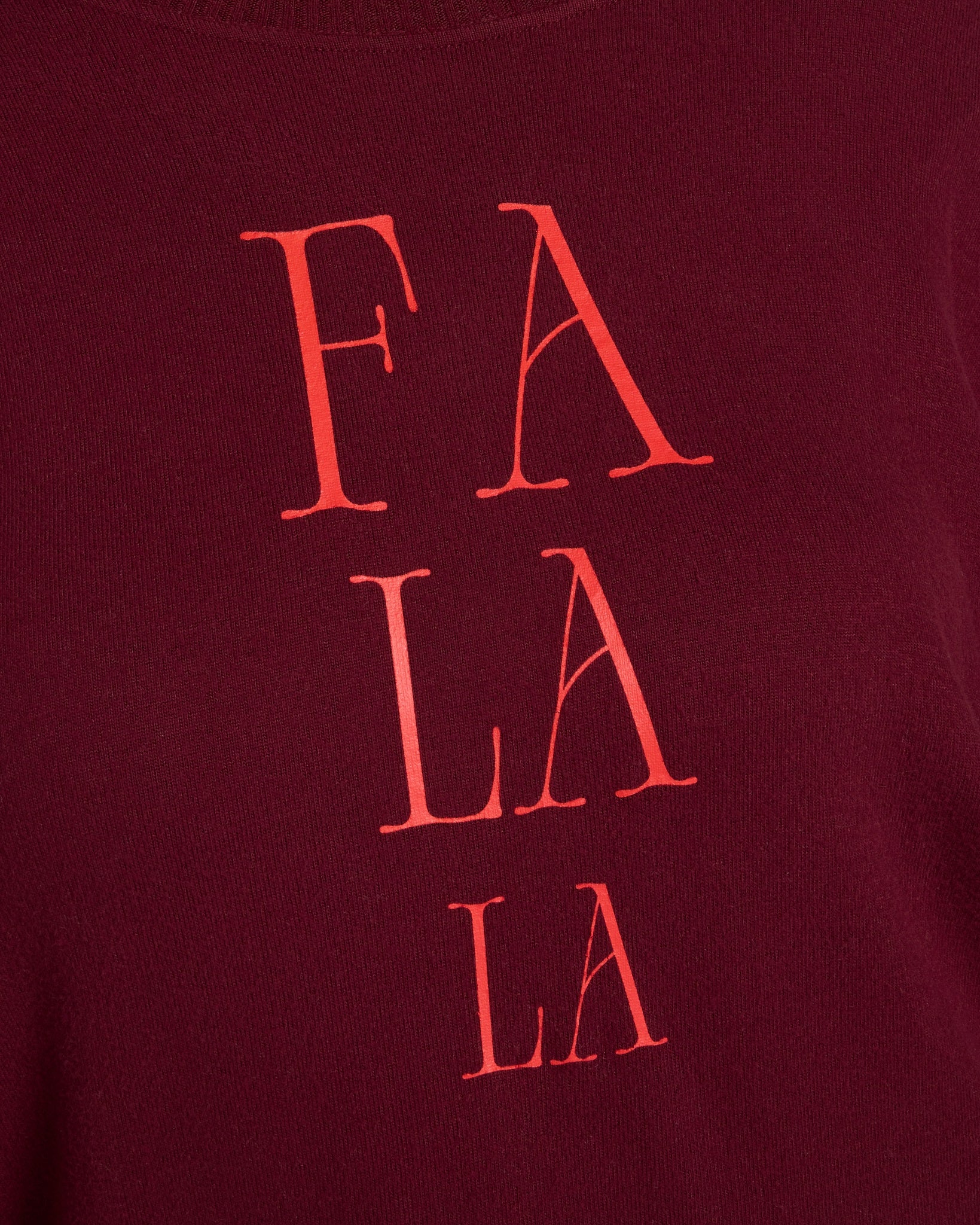 Black Cherry $|& SEAS Hacci Graphic "Fa La La" Crew - SOF Full Front
