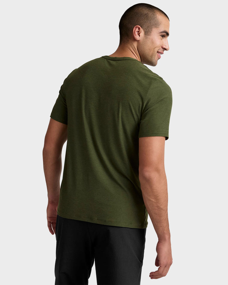 Army Green $|& Beyond Yoga Always Beyond Crew Tee 2.0 - Hanger Side