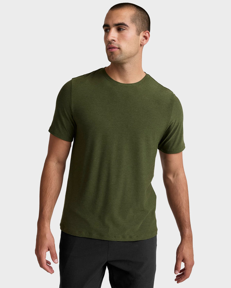 Army Green $|& Beyond Yoga Always Beyond Crew Tee 2.0 - VOF Detail