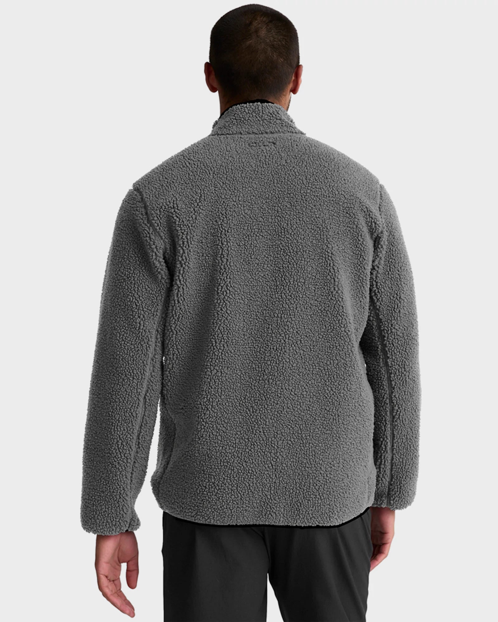 Shadow Gray $|& Beyond Yoga Boucle Fleece Men's Zip Jacket - Hanger Side