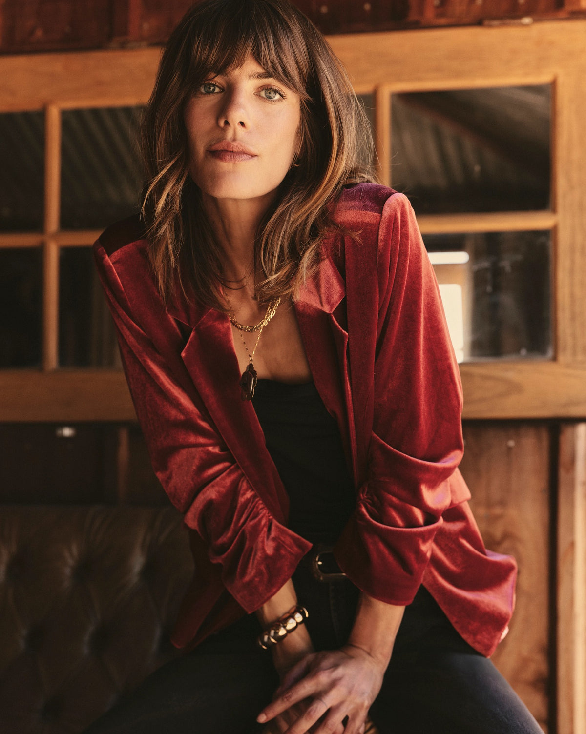 Maple $|& SEAS Aries Ruched Sleeve Blazer - SOF Side