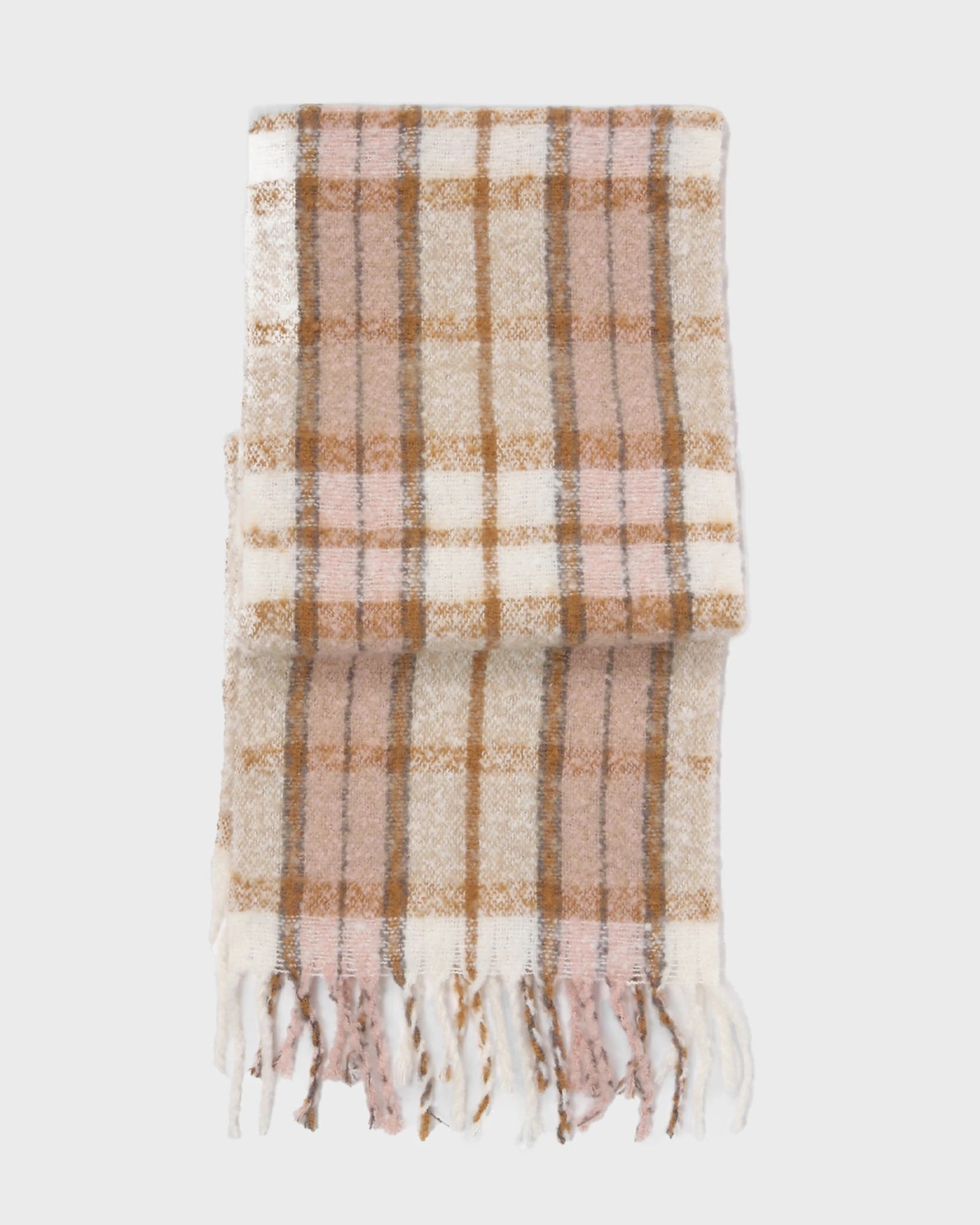 Blush $|& David & Young Boucle Plaid Scarf - VOF Detail