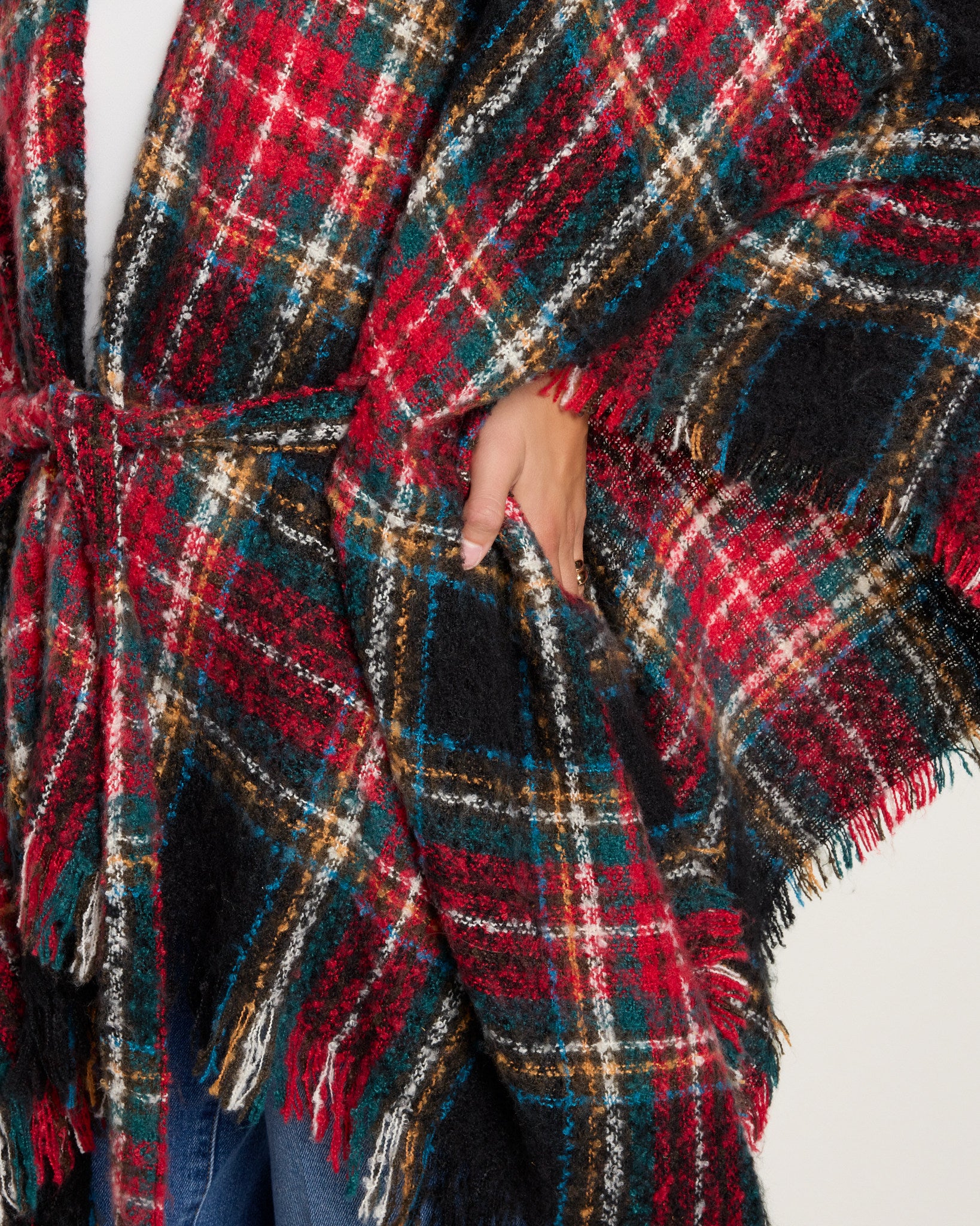Black $|& David & Young Plaid Belted Wrap - SOF Full Front