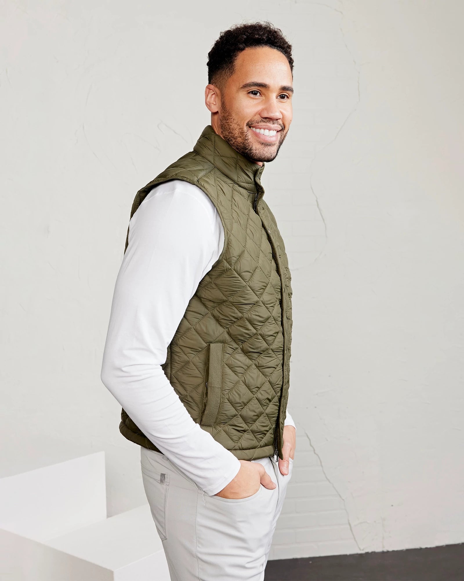 Dark Olive $|& Tasc Millbrook Quilted Vest - Hanger Front
