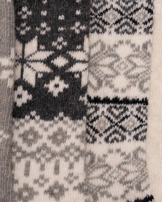 Ivory $|& MUK LUKS 4 Pack Holiday Boot Socks - Hanger Back