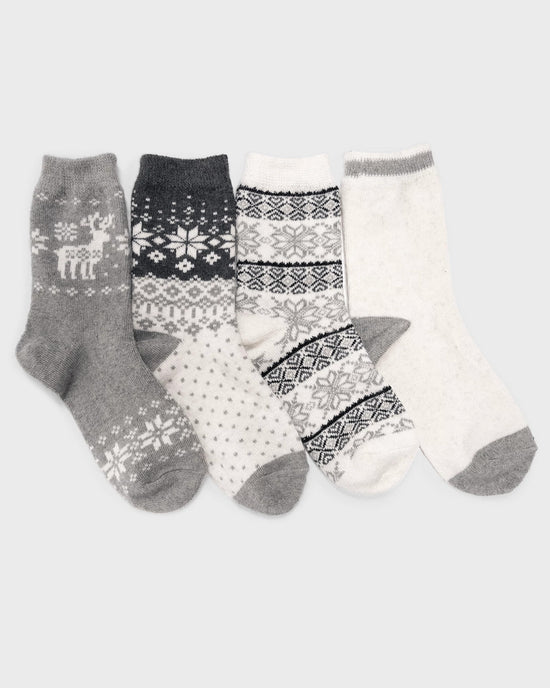 Ivory $|& MUK LUKS 4 Pack Holiday Boot Socks - VOF Detail