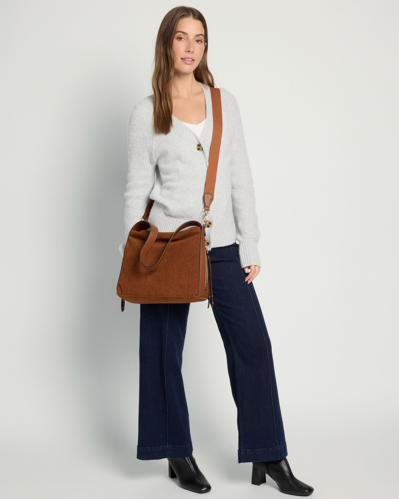 Brown $|& Jen & Co. Michaela Corduroy Hobo - SOF Front