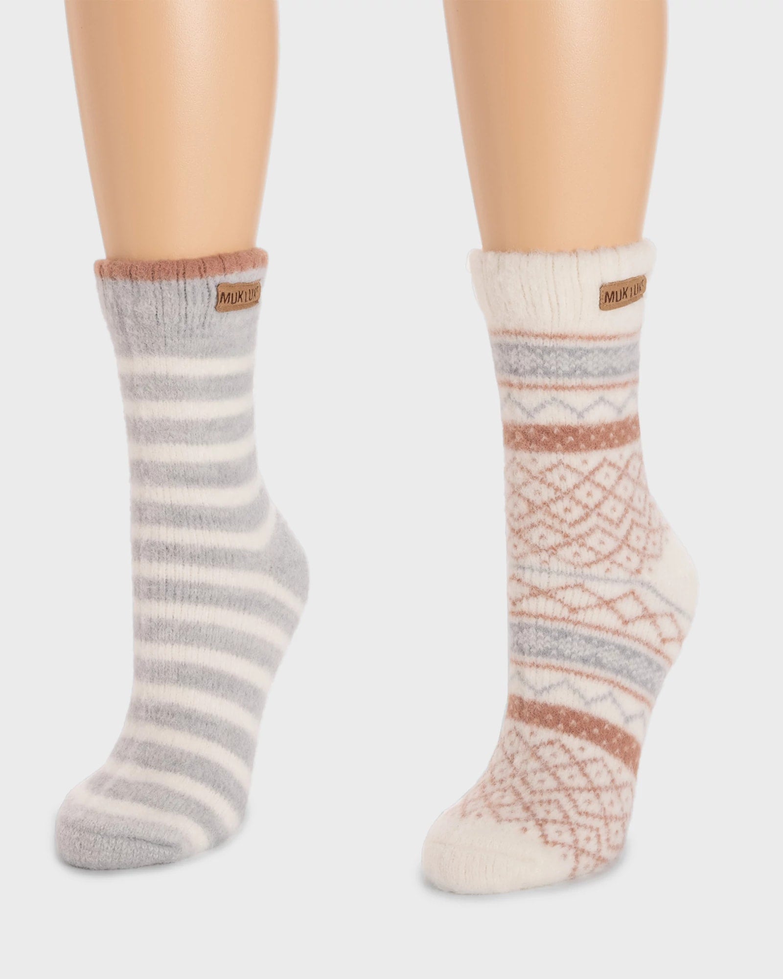 Canyon Rose/Grey Pack $|& MUK LUKS Sweater Socks 2 Pack - VOF Detail