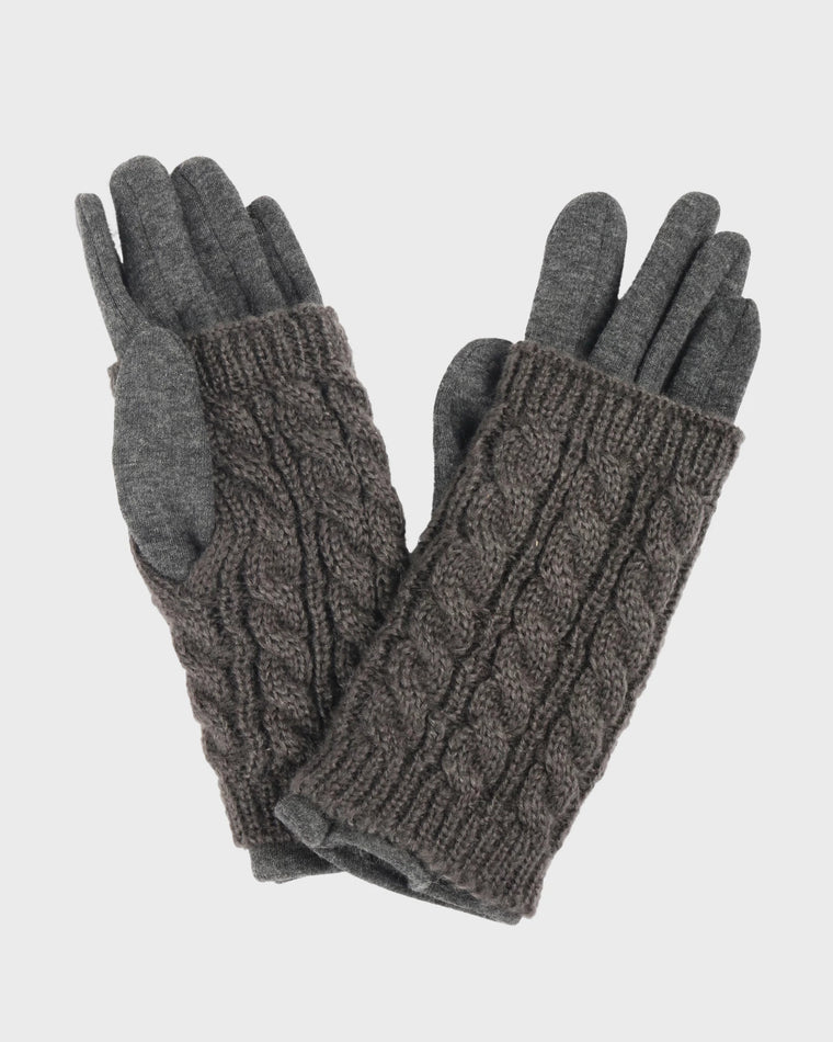 Grey $|& David & Young 3-in-1 Cable Knit Touch Smart Gloves - VOF Detail