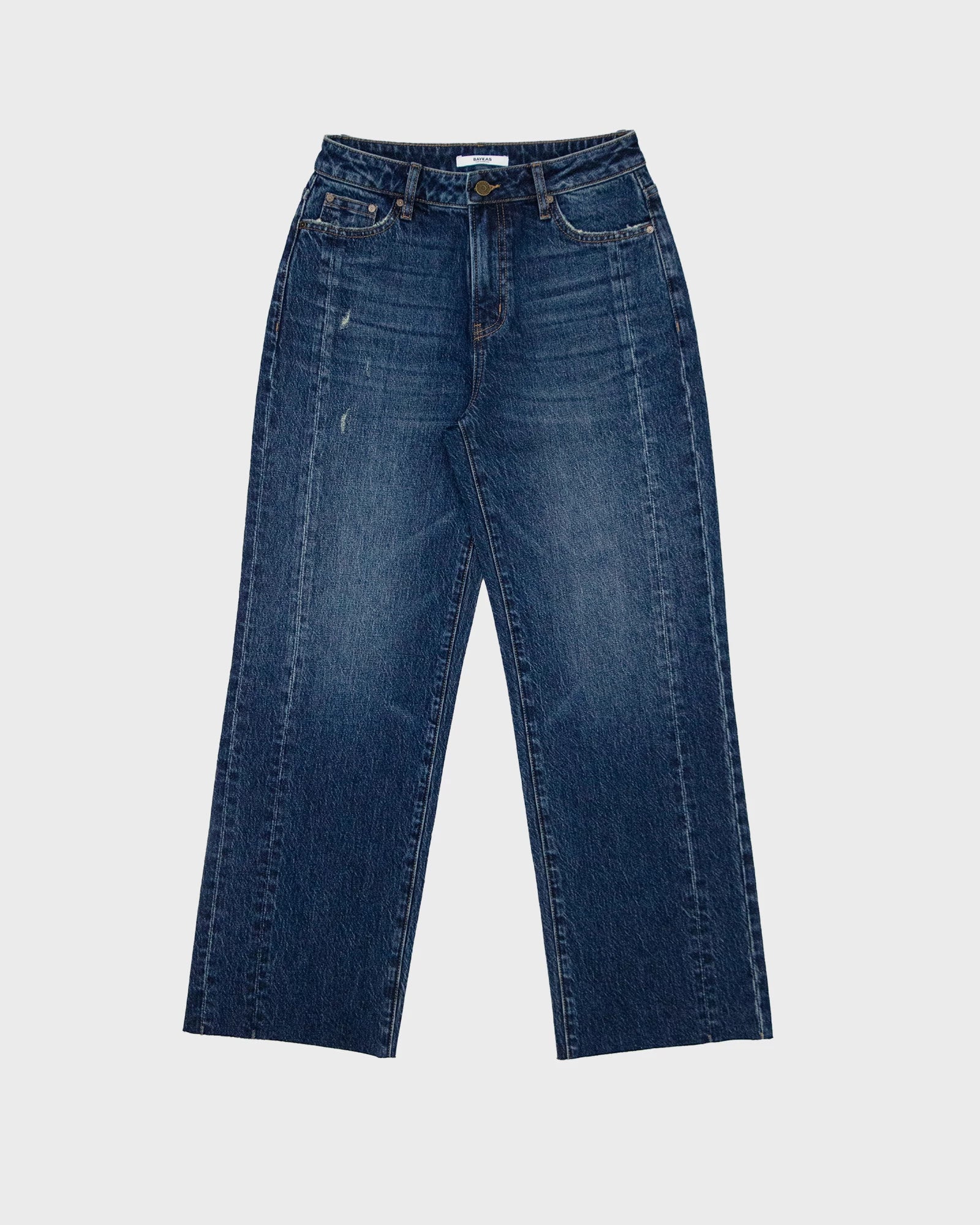 Vintage Dark Blue $|& Bayeas High Rise Pieced Straight Leg Jeans - VOF Detail