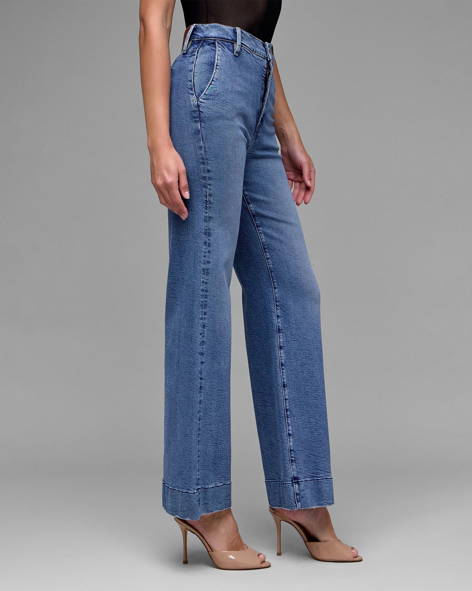 Medium Dark $|& Hidden The Happi High Rise Trouser Flare - Hanger Front