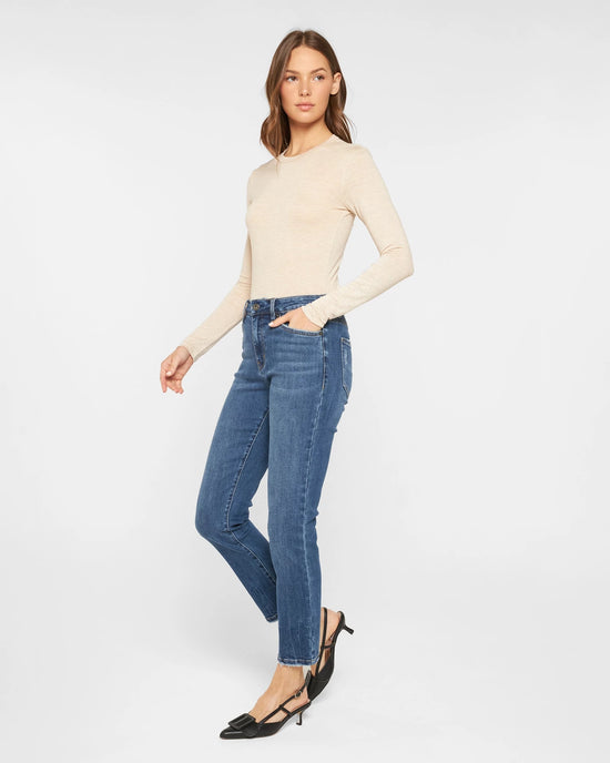 Stratos Blue $|& Mica Denim Mid Rise Easy Ankle Skinny Jeans - Hanger Front