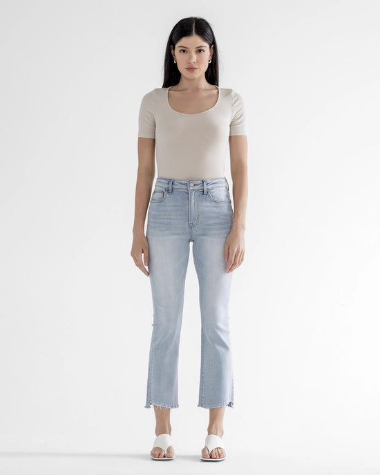 Uranian Blue $|& Mica Denim High Rise Super Soft Cropped Straight Jeans - VOF Detail