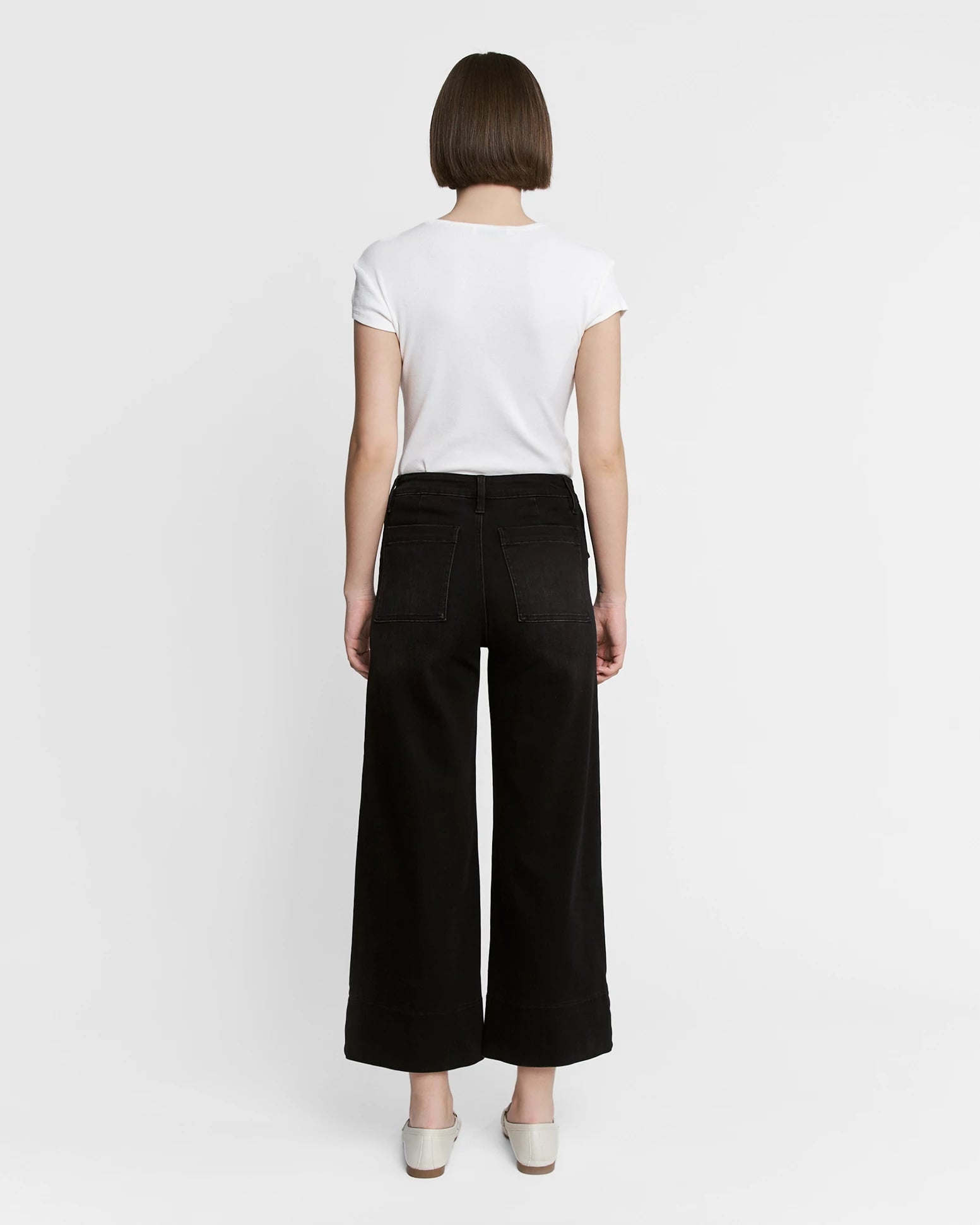 Washed Black $|& Mica Denim High Rise Wide Leg Jean With Patch Pockets - Hanger Side