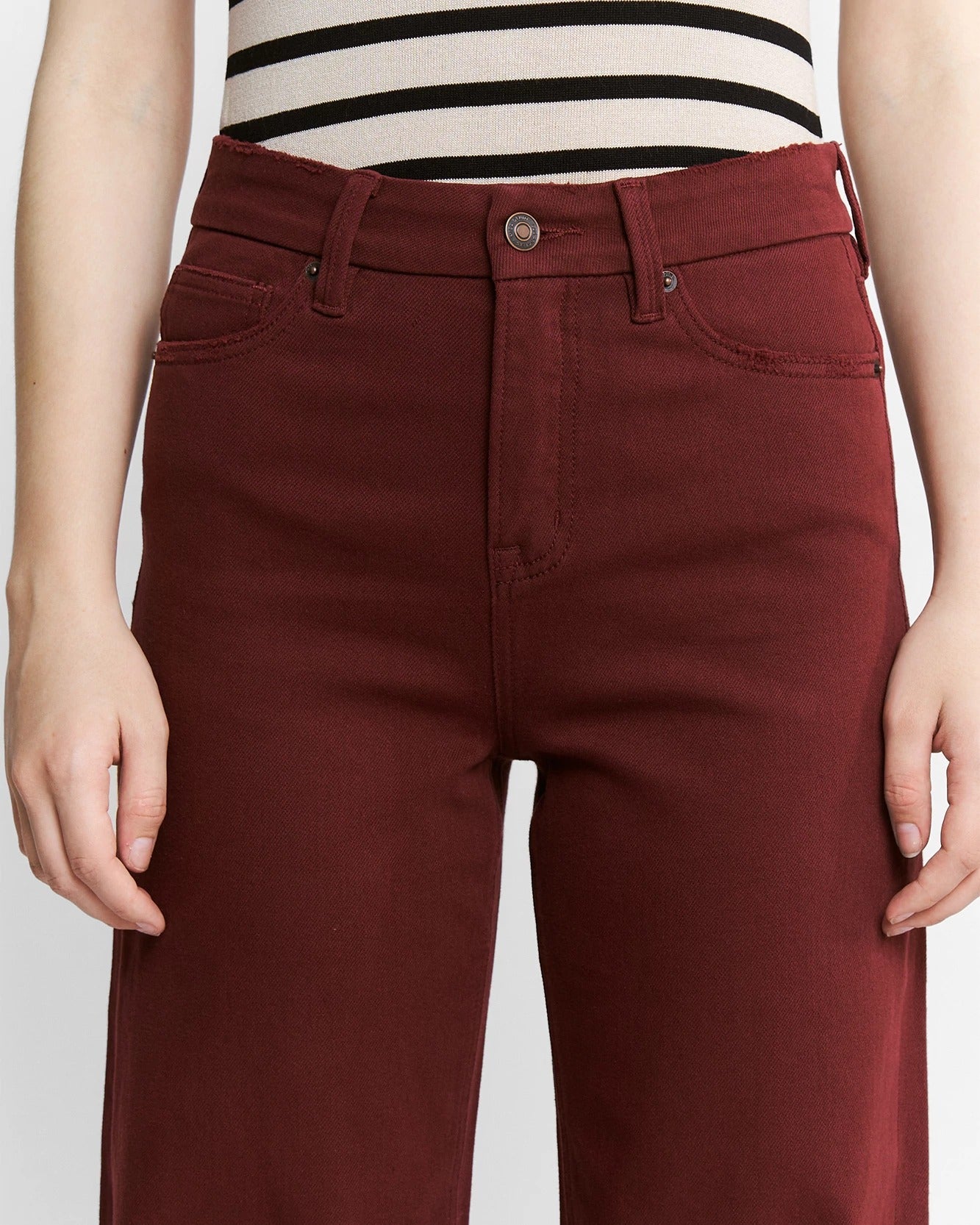 Deep Burgundy $|& Mica Denim Super High Rise Wide Leg Pant - Hanger Back