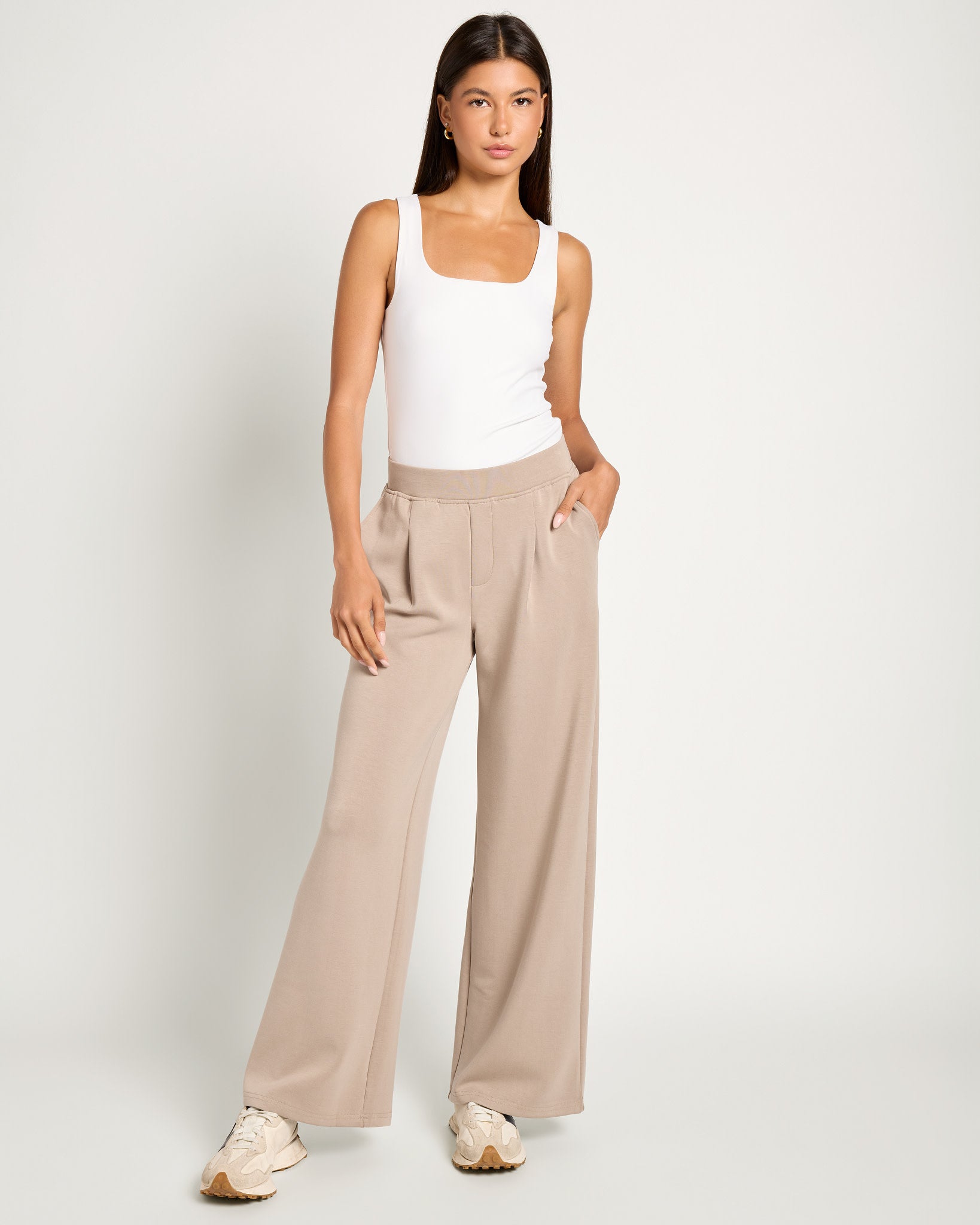 Taupe $|& Thread & Supply Frida Scuba Knit Trouser - UGC On Fig