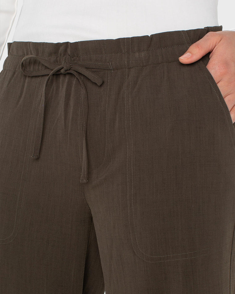 Black Olive $|& Liverpool Pull On Wide Leg Crop Trouser - Hanger Back