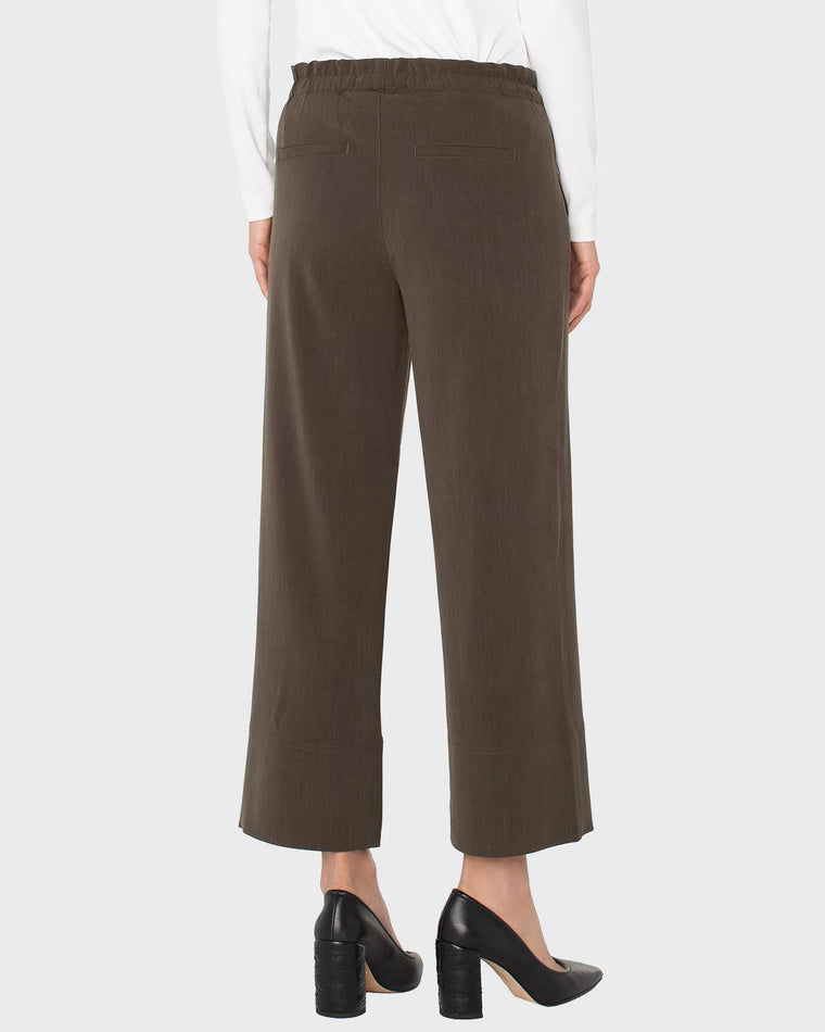 Black Olive $|& Liverpool Pull On Wide Leg Crop Trouser - Hanger Side