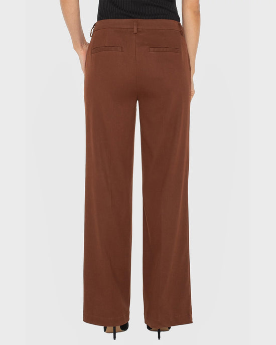 Saddle Brown $|& Liverpool Kelsey Wide Leg Tencel Trouser - Hanger Side