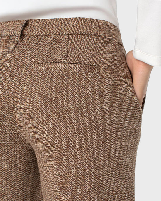 Brown/Camel Herringbone $|& Liverpool Kelsey Wide Leg Trouser - Hanger Back