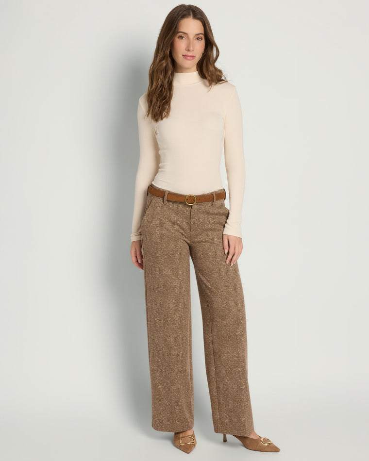 Brown/Camel Herringbone $|& Liverpool Kelsey Wide Leg Trouser - UGC On Fig