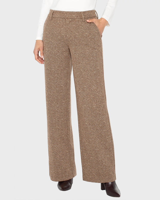 Brown/Camel Herringbone $|& Liverpool Kelsey Wide Leg Trouser - VOF Detail