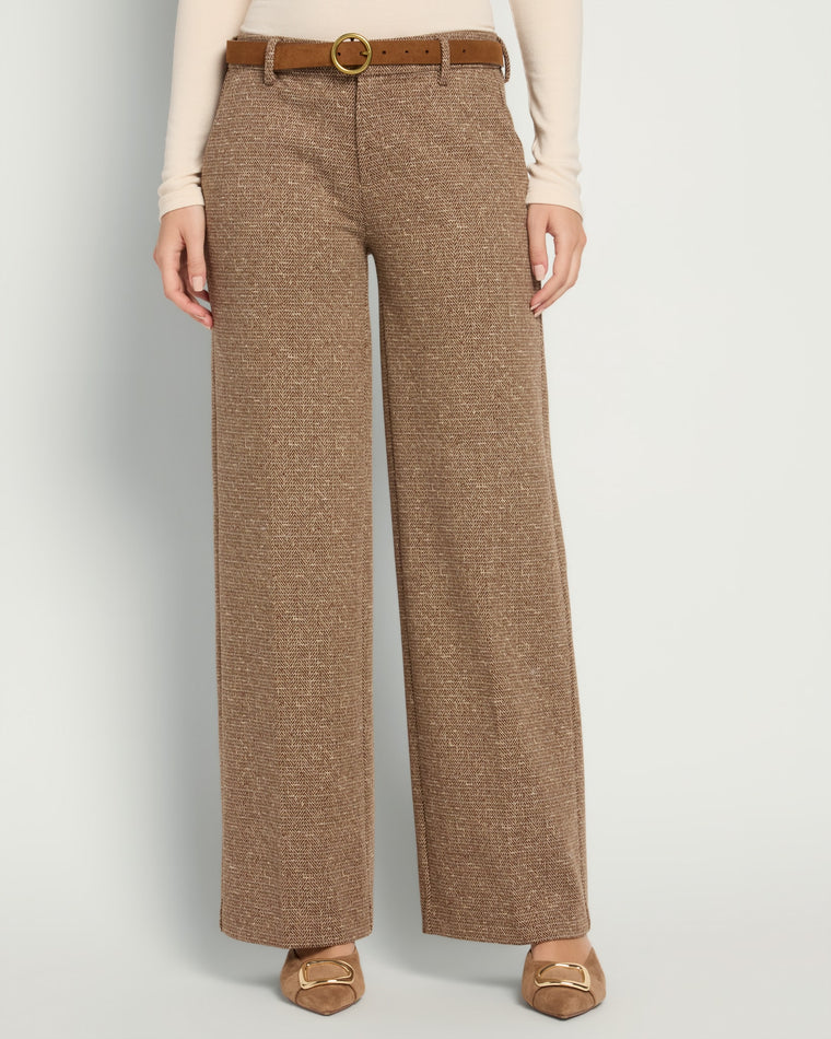 Brown/Camel Herringbone $|& Liverpool Kelsey Wide Leg Trouser - SOF Front