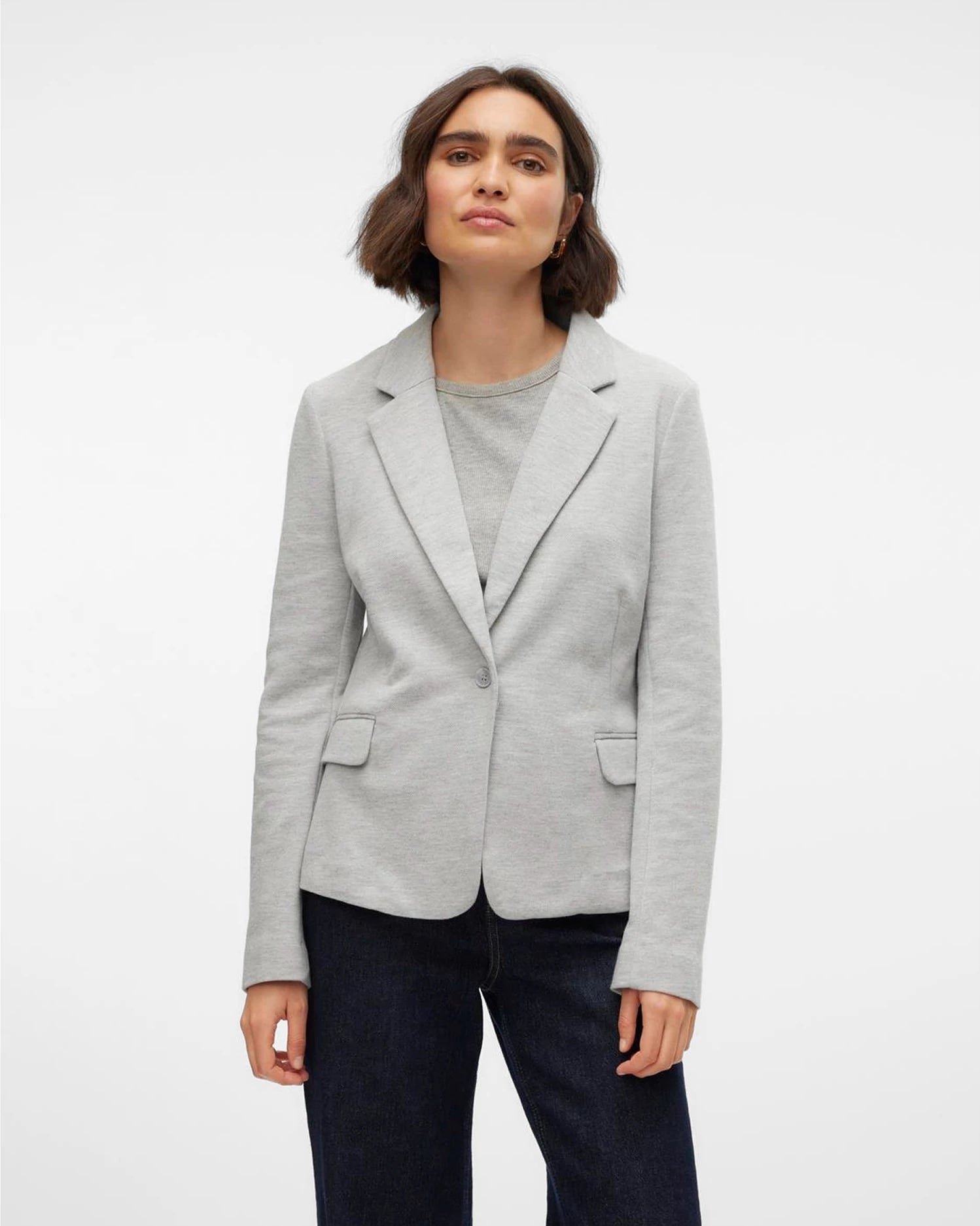 Light Grey Melange $|& Vero Moda Julia Knit Blazer - VOF Detail