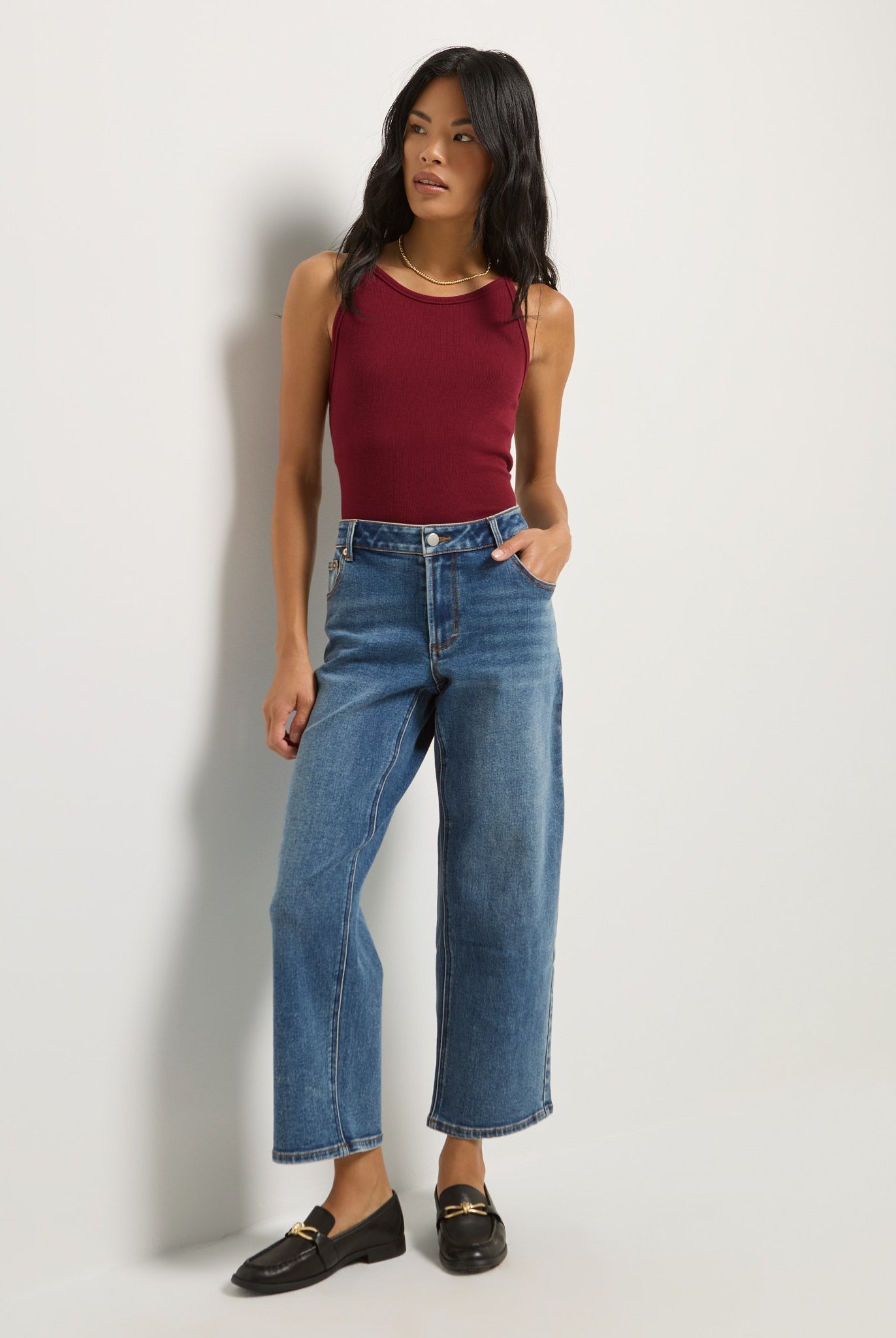 Cabernet $|& SEAS Laurel Ribbed Shelf Bra Tank - VOF Front
