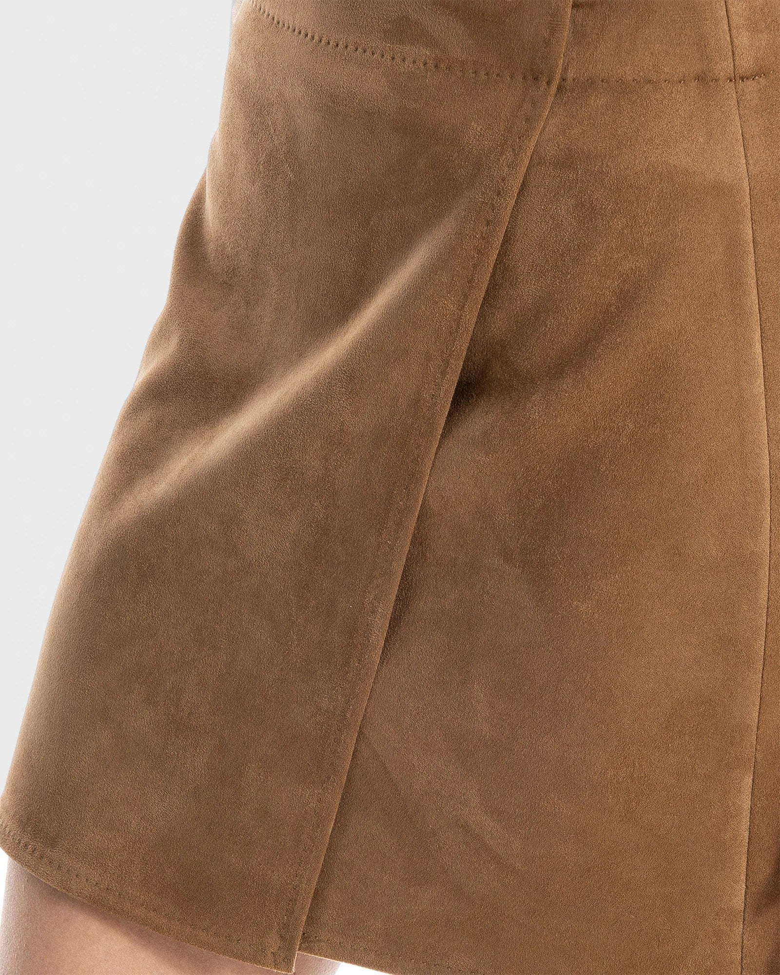 Vicuna $|& Max Studio Vegan Suede Faux Wrap Skirt - Hanger Back