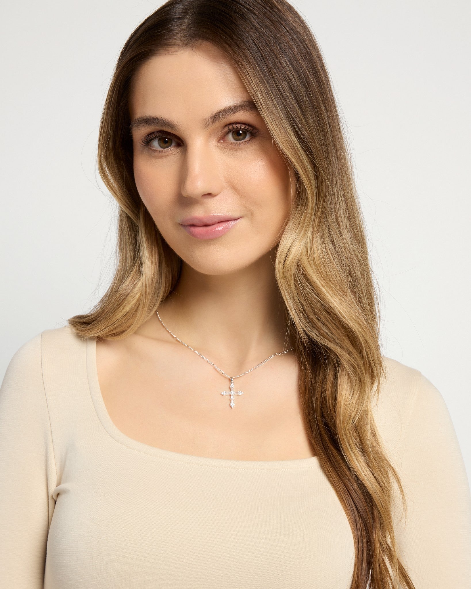 Silver $|& Macrae & Co Emma Cross Necklace - SOF Front