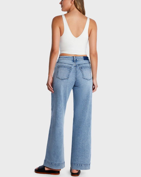Marina Blue $|& Hint of Blu Mighty Mid Rise Wide Leg Jeans - Hanger Side